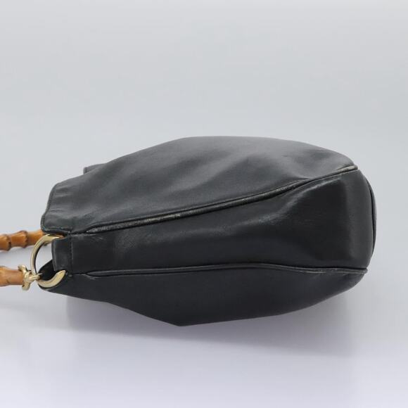 GUCCI Bamboo Shoulder Bag Leather Black Gold 001 3754 001 3754 - Picture 4 of 16
